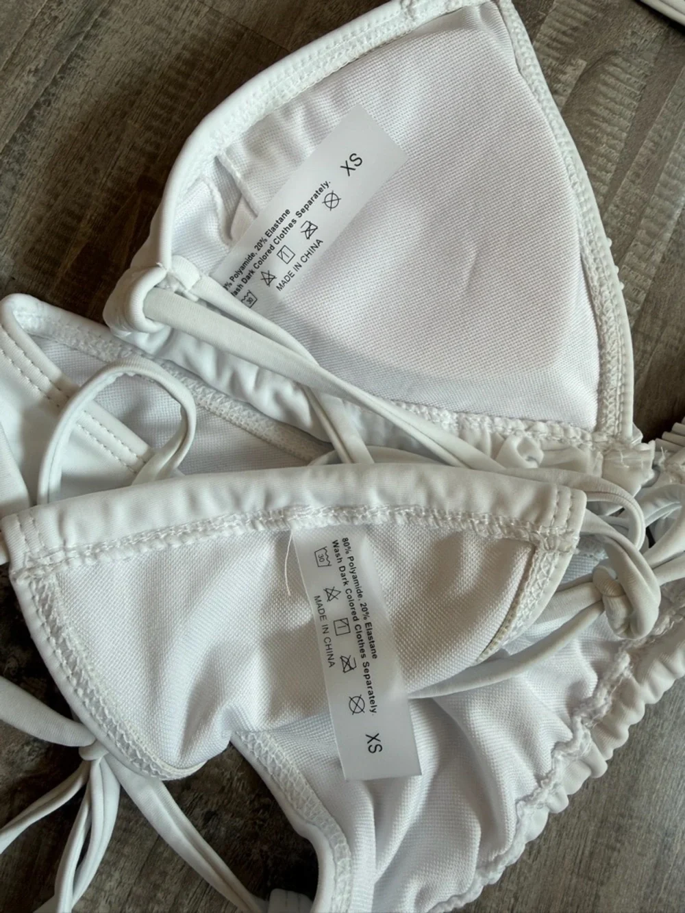 SHEIN White Ruffle Triangle Tie-Side Bikini